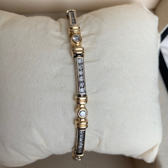 Leon’s Jewelry Jewelry - CUSTOM - 2 CT- 14K (solid) Yellow & White Gold Genuine Diamond Tennis Bracelet